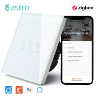 [HOT GELLXKOWOIGHIO 527] BSEED Zigbee Dimmer 1Gang1Way Wall Dimmer Controller LED Touch Switch Tuya Smart Life App ควบคุมลวดแก้วคริสตัล