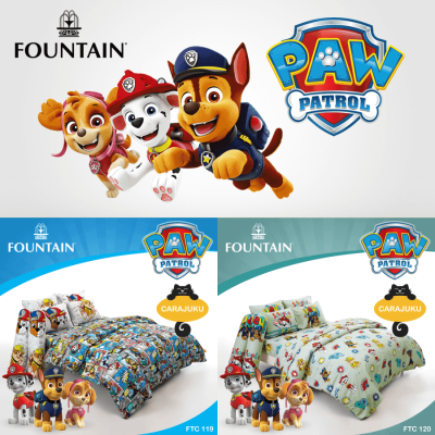 FOUNTAIN ชุดผ้าปูที่นอน+ผ้านวม 5 ฟุต ขบวนการเจ้าตูบสี่ขา Paw Patrol (ชุด 6 ชิ้น) (เลือกสินค้าที่ตัวเลือก) #ฟาวเท่น ผ้าปู ผ้าปูที่นอน ลายหมา พอลพาโทรล