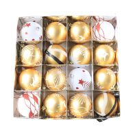 16 Square Grid Christmas Painted Ball Christmas Tree Pendant Christmas Tree Decoration Package Window Ceiling