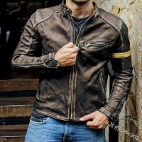 2023 High-end fashion everything handsome casual trend high-end handsome mens leather teenage stand-up collar punk leather