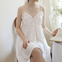 Ao Dai Halter Sleepdress ผู้หญิงฤดูร้อนผ้าฝ้ายเซ็กซี่บางชุดนอนฝรั่งเศสเจ้าหญิงลมนางฟ้าลูกไม้น่ารักส่วนตัวแต่งตัว ใหม่