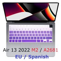 EU TPU Skin for Macbook Air 13 2022 M2 A2681 EU Spanish Keyboard Cover Rainbow for Macbook Air 13 2022 A2681 Keyboard Skin Keyboard Accessories