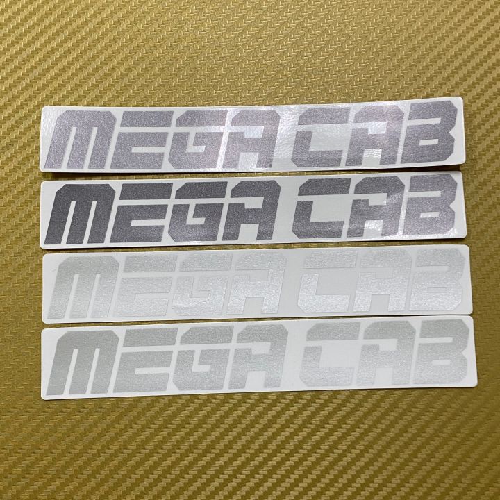 สติ๊กเกอร์* MEGA CAB  ติดกระจกแคป รถ MITSUBISHI STRADA มี 2 สี / สีอ่อน / สีเข้ม / ระบุสีในแซท / ราคาต่อคู่ มี 2 ชิ้น