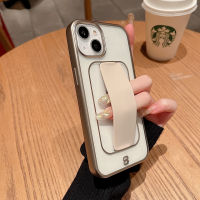 หรูหราชุบสายรัดข้อมือโทรศัพท์ Case สำหรับ iPhone 14 Pro Max 14 Plus 13 12 11 Pro Max Xr Xs Max 8 7 Plus ใสซิลิโคนอ่อนนุ่มกันกระแทกปก