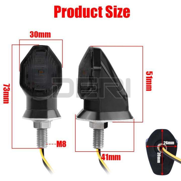 ไฟแสดงสัญญาณเลี้ยว-led-มอเตอร์ไซค์คันเล็กอเนกประสงค์ขนาด8มม-12โวลต์ไฟกระพริบสีเหลืองอำพันลูกศรแอลอีดีหลอดไฟสำหรับฮอนด้าและซูซูกิ