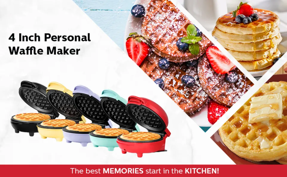 Holstein Housewares Personal Non-Stick Waffle Maker, Black - 4-inch Waffles  in Minutes