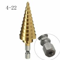 1/4 Inch Hex Shank HSS High Speed Steel Titanium Coated Step Drill Bit 4-22MM