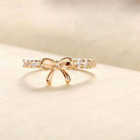 1pc Fashion Princess Fashion Wedding Bow Tie Ring Silver For Women Stone Crystal Lady Silver Ring Jewelry Engagement