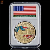 Obama Collectibles Coin US Former President Obama High Quality Gold Plated Color Souvenir Badge Coin Collection W/PCCB Box