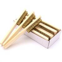 New Product 1Pcs Wood Handle Copper Plating  Brush For Industrial Devices Sur/Inner Polishing Grinding Cleaning 6X16 Row Hand Tool