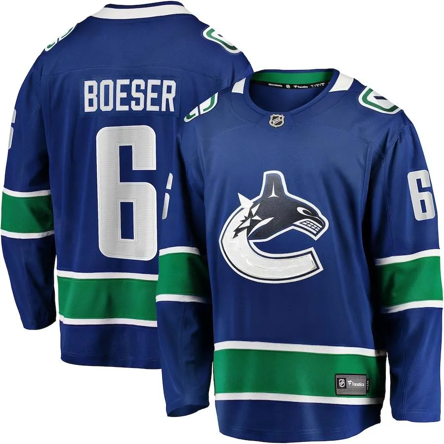 NHL Vancouver Canucks Home Jersey Miller Horvat Pettersson Boeser Long  Sleeve Fans Sports Tops Plus Size