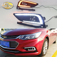 ไฟวิ่งกลางวัน LED 2ชิ้นสไตล์ใหม่สำหรับ Chevrolet Cruze 2016-2018เลี้ยวสีเหลืองรีเลย์สัญญาณรถ12V LED DRL หลอดฮาโลเจนเดย์ไลท์รับประกัน