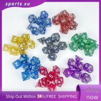 SPORTS XU 7Pcs/set สองสี ลูกเต๋า DND 7-Die Table Game D4 D6 D8 D10 D12 D20 ลูกเต๋าเกม หลายเหลี่ยมเพชรพลอย อะคริลิค ลูกเต๋าหลายด้าน TRPG DND