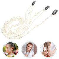 OULII 3PCS สายผมโซ่ผู้หญิงส่วนขยายไข่มุกเชนเชนคลิปในโซ่การถักเปียอุปกรณ์ผม