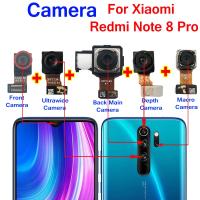 กล้องด้านหน้าด้านหลังของแท้เหมาะสำหรับ Xiaomi Redmi Note 8 Pro โมดูลกล้องหันหน้าหลักชิ้นงอสำหรับเปลี่ยน Note8อะไหล่โปร