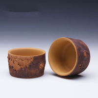 80ml Imitation Wood Purple Clay Tea Cups Pure Hand-Carving Chinese Kungfu Tea Mugs Authentic Zisha Tea Set Best Teaware Gift