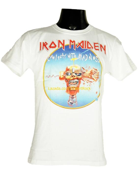 เสื้อวง-iron-maiden-ไอเอิร์นเมเดน-ไซส์ยุโรป-เสื้อยืดสีขาว-วงดนตรีร็อค-เสื้อร็อค-irn8092-สินค้าในประเทศ
