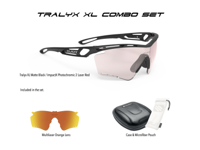 Rudy Project Tralyx XL Matte Black / ImpactX Photochromic 2 Laser Red + Multilaser Orange Lens Combo Set Sunglasses
