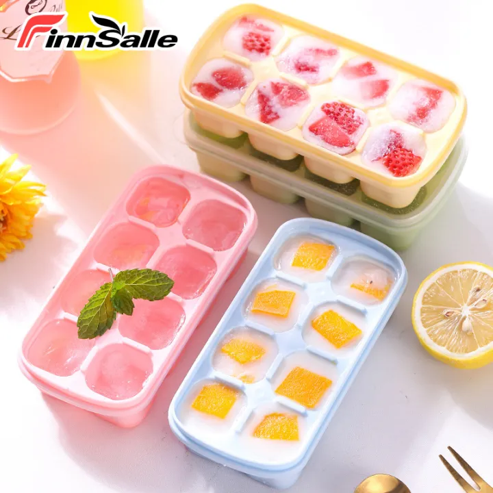 Finnsalle 2pc Silicone Ice Trays Easy Release Flexible 8ice Cube Molds Stackable Freezer Crushed Ice Trays With Removable Lids For Whiskey Juice Baby Food Bpa Free Lazada