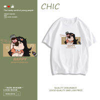 CHIC ซุปเปอร์น่ารักพิมพ์เสื้อยืดแขนสั้นสบาย ๆ ชุดคู่รัก T0183