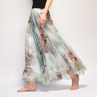 Vintage Bohemian Maxi Skirts Women Elegant Chiffon Saia Harajuku Beach High Waist Long Skirt Woman Clothes Faldas Tutu Vestidos