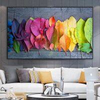 สีใบบนสีเทา Backg ผ้าใบภาพวาดพฤกษศาสตร์โปสเตอร์และพิมพ์บทคัดย่อ Wall Art สำหรับ Room Home Decor