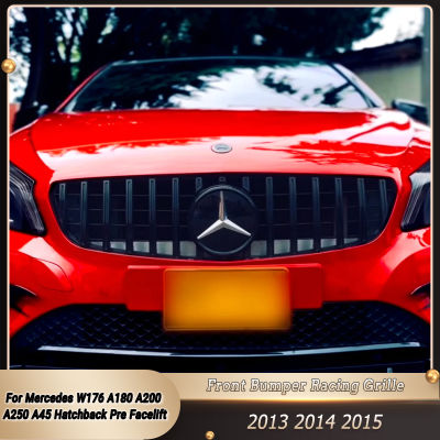 กระจังหน้ารถแข่งกันชนหน้ารถสีดำมันวาวอะไหล่รถยนต์สำหรับ Mercedes Benz W176 A200 A180 A250 A45รถยนต์ Hatchback Pre Facelift 2013-2015 GTR Style 87 Txgportz