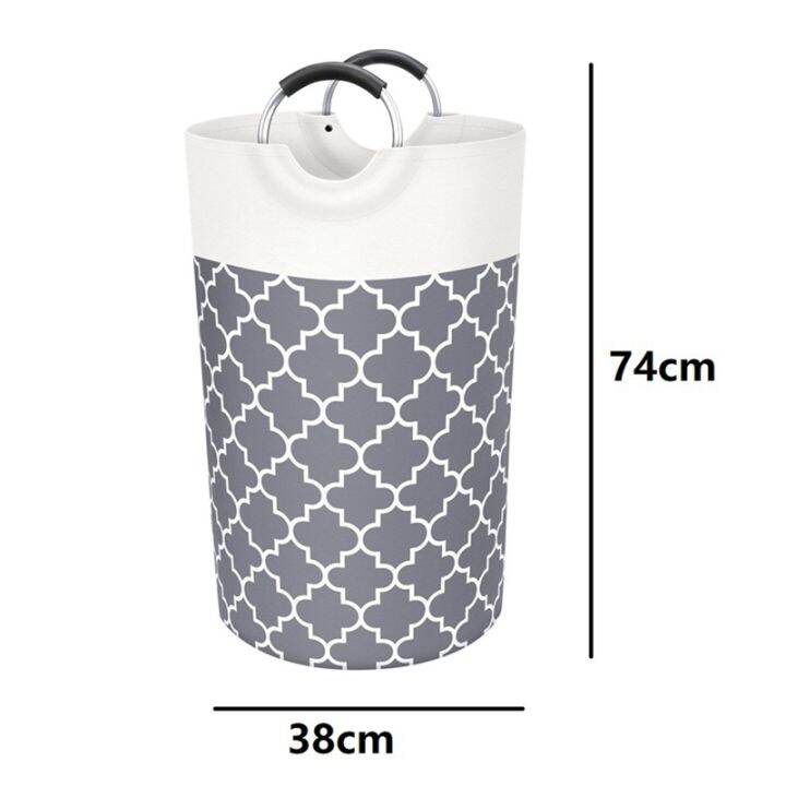 laundry-basket-laundry-hamper-bag-washing-bin-clothes-bag-collapsible-tall-with-handles-waterproof-2pcs-82l-gray