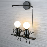 LED Wall Lamp for Living Room Bedroom Bedside Lamp Double People Swing Wall Lighting Metal Creative Children Sconces Lighting