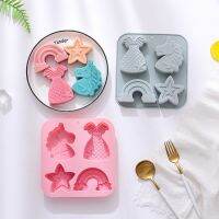 【lz】▦┋₪  Desenhos animados porosos unicórnio silicone molde de chocolate sereia doces bolo gelo molde de cozimento DIY estrela arco-íris sabão vela fazendo presentes