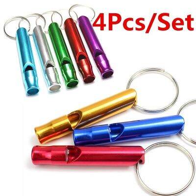 4Pcs/Set Aluminum Alloy Small Whistle Key Ring Keychain for Outdoor Survival Camping Emergency Sport Safety Rape Whistle Survival kits