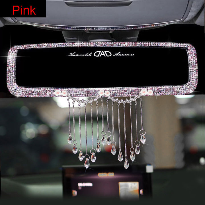 creative-rhinestone-tassels-car-interior-rearview-mirror-decoration-charm-flower-crystal-rear-mirror-ornaments-car-accessories