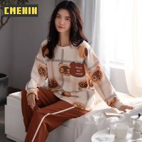 CMENIN สัตว์น่ารักผ้าฝ้ายกางเกงขายาวฤดูใบไม้ร่วงและฤดูหนาว Loungewear ชุดนอนสตรีชุดอยู่บ้าน KY-218632