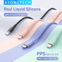 ASOMETECH USB Type C USB C PD 60W 3A Quick Charge 3.0 USB-C Fast Charging ข้อมูลสายเคเบิลสำหรับ Macbook Pro Samsung Xiaomi ซิลิโคนนุ่มข้อมูลสาย