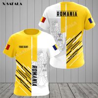 ROMANIA ROMÂNIA COAT OF ARMS Custom Name 3D Print Men T-Shirts Tops Tees Short Sleeve Casual High Quality Milk Fiber Round Neck