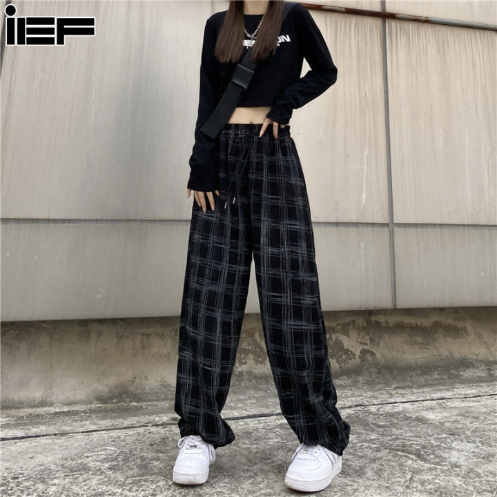 Ief Pants For Women Summer Korean Version Of High-Waisted Plaid Pants Fat  Mm Casual Hit Color Mopping Pants Large Size Age-Reducing Wide-Leg Pants |  Lazada