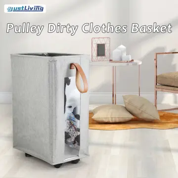 Rolling Laundry Basket with Wheels Yoga Storage Basket Foldable Laundry  Hamper 15.3x7.4x22.4in for Bathroom Laundry Room Bedroom