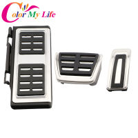 Color My Life Car Foot Fuel Brake Pedal Clutch Pedals Cover For Volkswagen VW Tiguan L 2017 2018 2019 LHD Parts Accessories