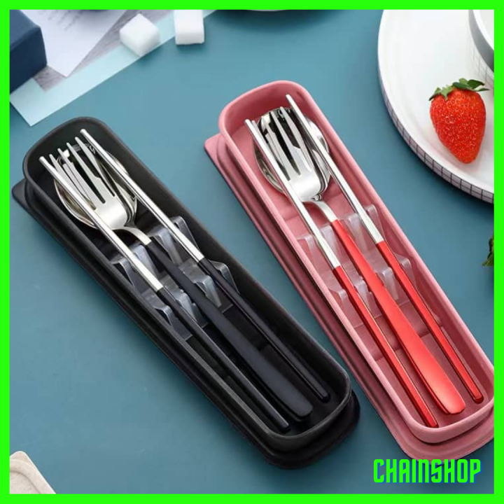 CHAINSHOP (KOREAN STYLE ) Travel Korean Portable Utensil Spoon/Fork ...