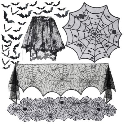【CC】 Bat Table Web Tablecloth Fireplace Curtain for Decoration Horror Props