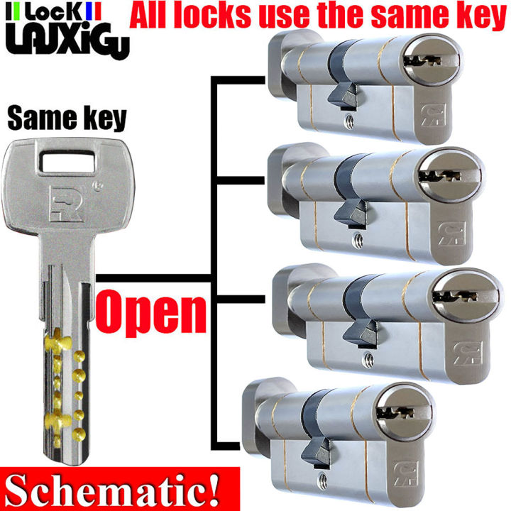 ปรับแต่งกุญแจเดียวกันเพื่อเปิดประตูกระบอกทั้งหมดมาตรฐานยุโรปที่มีคุณภาพสูงล็อคกระบอก11-pin-ล็อคประตูป้องกันการโจรกรรม