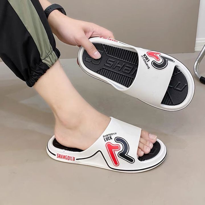 Men's korean style thick soled slides slippers soft comfy sports ...