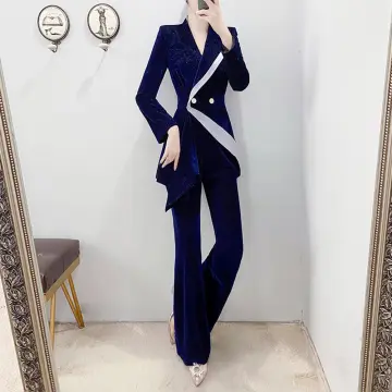 Blue Velvet Suit for Women/two Piece Suit/top/womens Suit/womens