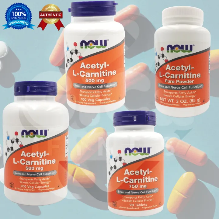 Acetyl L Carnitine Now Foods 500 mg 200 Veg Capsules 750 mg 90 Tablets