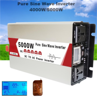 รับประกัน5KW 4KW อินเวอร์เตอร์เพียวไซน์เวฟอินเวอร์เตอร์12V 220V ไฟฟ้า4000W 5000W อินเวอร์เตอร์รถโซลาร์เซลล์รีโมทคอนโทรล USB DC ไปตัวแปลงไฟ AC ขายดีที่สุด