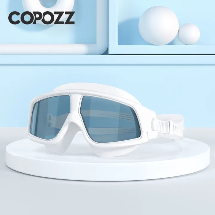 COPOZZ แว่นตาว่ายน้ำป้องกันฝ้ากันน้ำกรอบใหญ่แว่นสายตาสั้นแว่นตาว่ายน้ำ ...