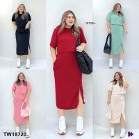 M18720  Set #Bigsize 2 ชิ้น เซทเสื้อครอปแขนสั่นกับกระโปรง สวยเรียบ เกร๋ๆ ต้องจัดแล้ว งานใส่สวยๆ เที่ยวชิวๆริมทะเล เวิร์คมากค่ะ