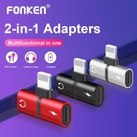 FONKEN 2 In 1อะแดปเตอร์แยกสายชาร์จหูฟังสำหรับ IPhone 11 12 Pro X XS Adaptador ชาร์จ USB Type C อะแดปเตอร์สายชาร์จเสียง