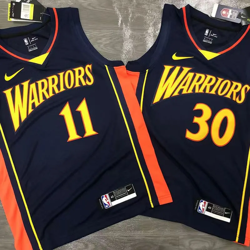New Original NBA Men's Basketball GSW Curry Jersey Golden State Warriors  #30 StephenˉCurry #11 Klay Thompson Heat-pressed Retro City Edition  Swingman Jerseys