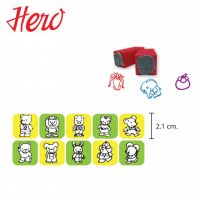 Hero ตรายางรูปสัตว์ 10 ลาย ขนาด 2.0 cm. 1 ชุด